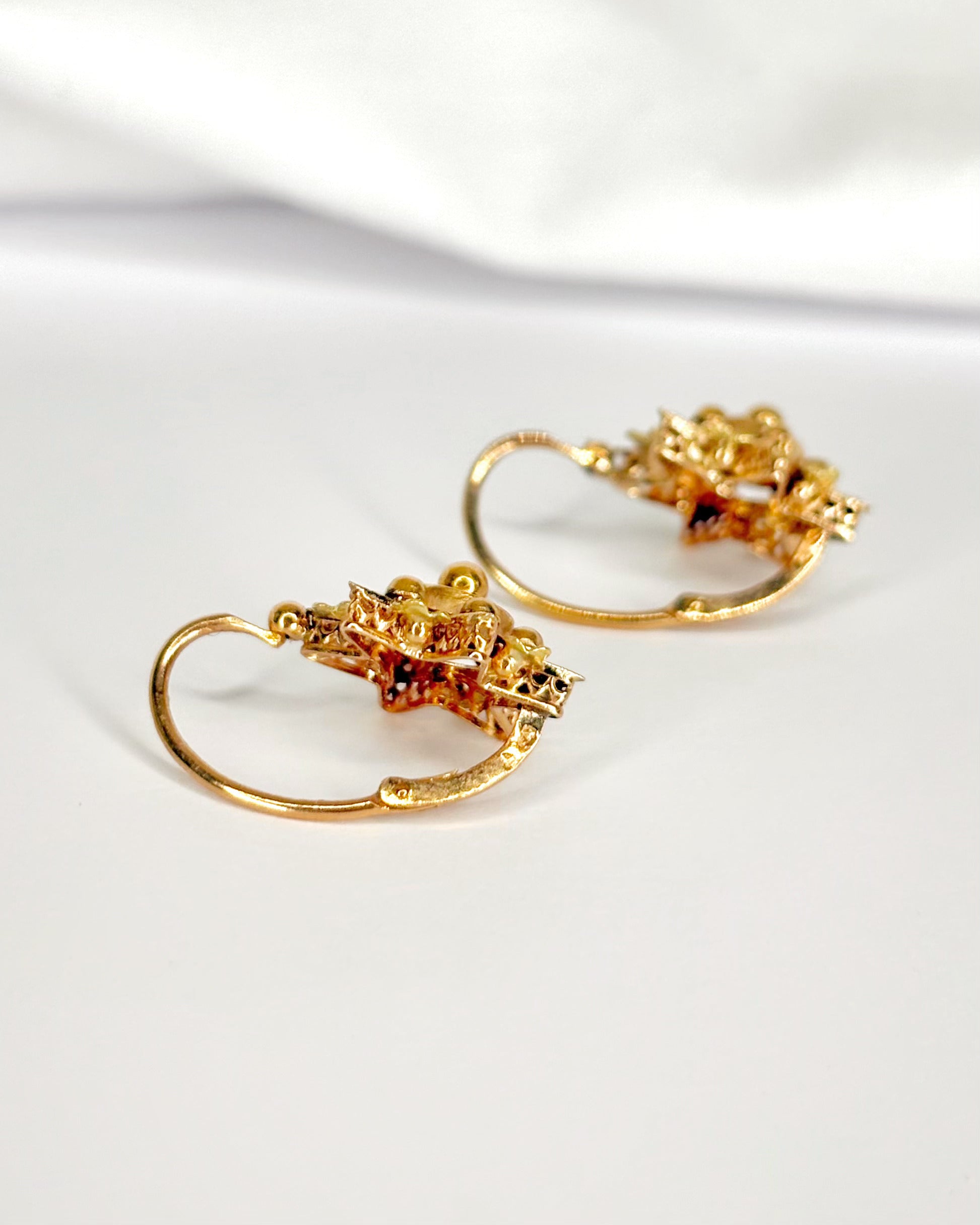 18K Yellow &amp; Green Gold Sleeper Earrings “Morgane”