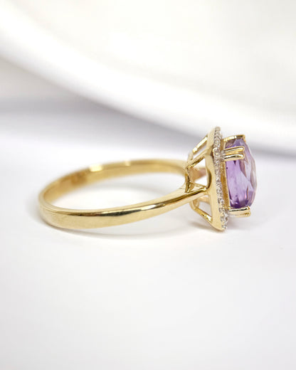 Anillo de estilo art déco con amatista de 1,64 quilates y diamantes «Janavi»