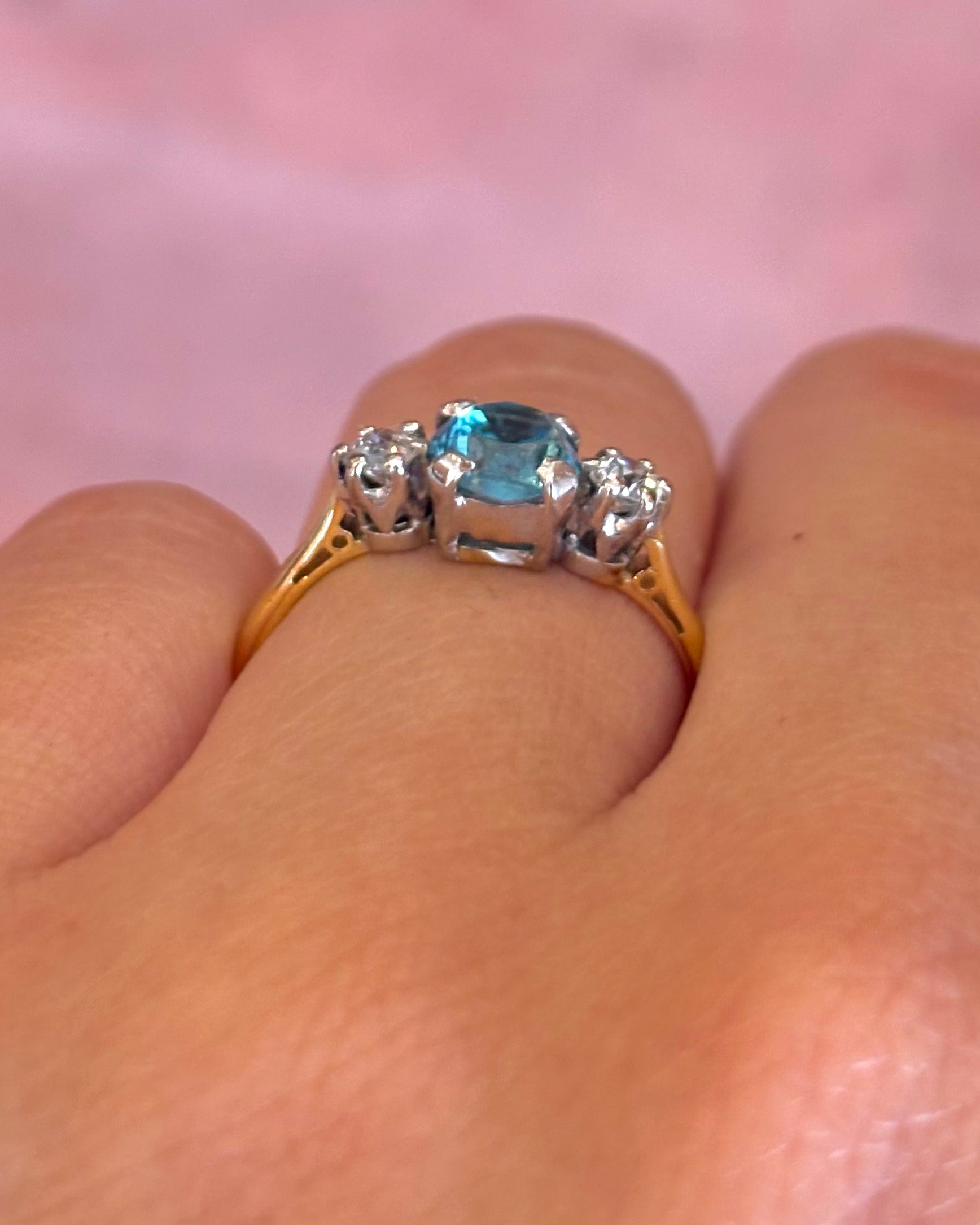 Bague Trilogie Zircon 0.85 carat &amp; Diamants "Ariel"