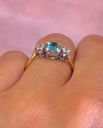 Bague Trilogie Zircon 0.85 carat &amp; Diamants "Ariel"