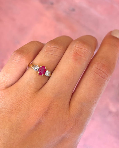 “Julia” Ruby Trilogy Ring, 0.60 carat &amp; Diamonds