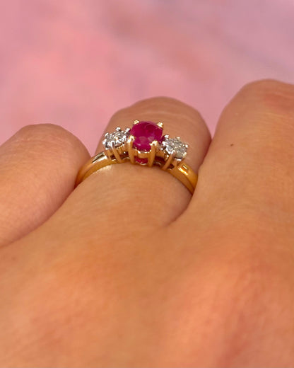 “Julia” Ruby Trilogy Ring, 0.60 carat &amp; Diamonds