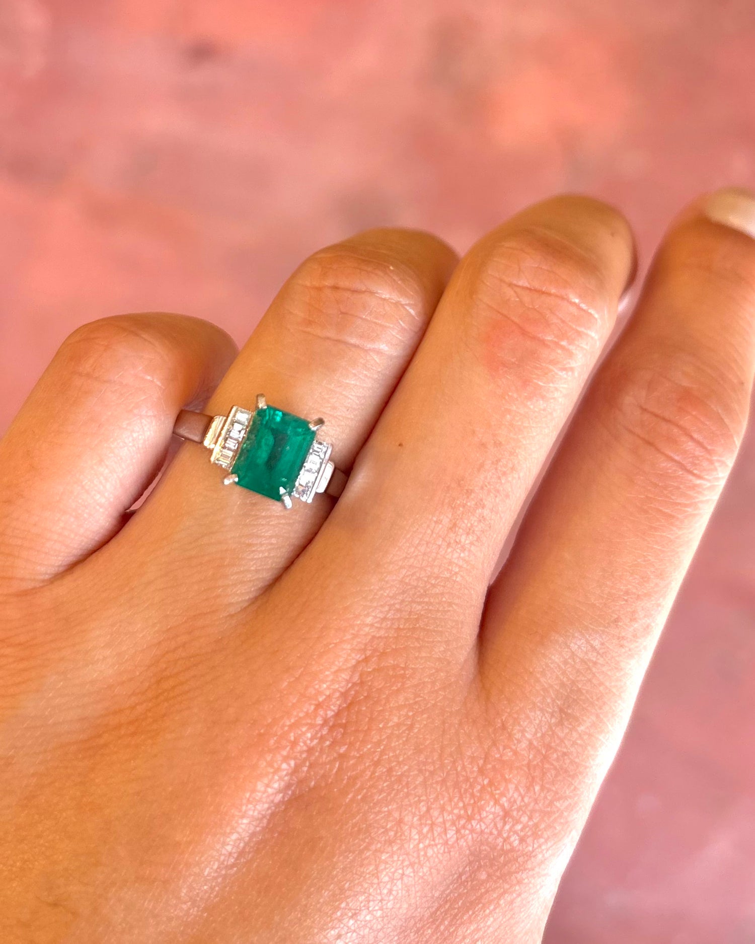 Colombian Emerald Trilogy Ring 1.57 carats &amp; “Danielle” Diamonds