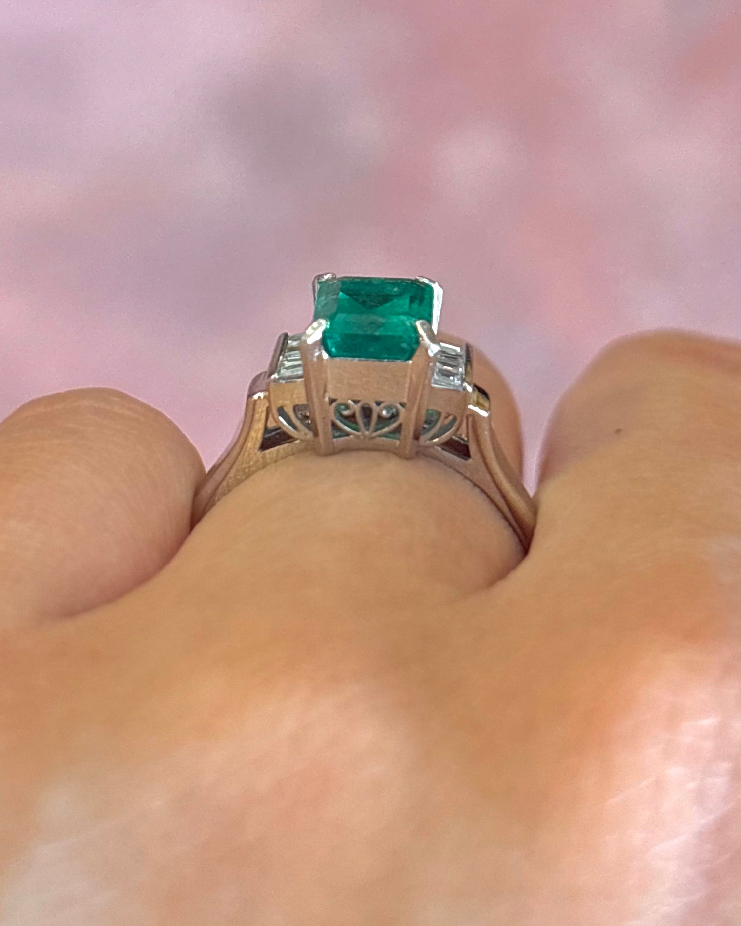 Colombian Emerald Trilogy Ring 1.57 carats &amp; “Danielle” Diamonds