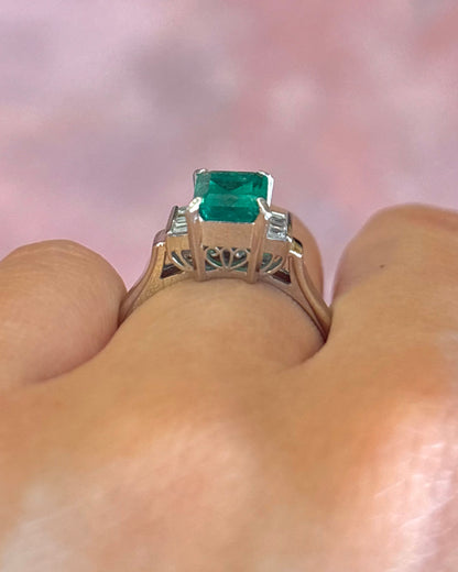 Colombian Emerald Trilogy Ring 1.57 carats &amp; “Danielle” Diamonds