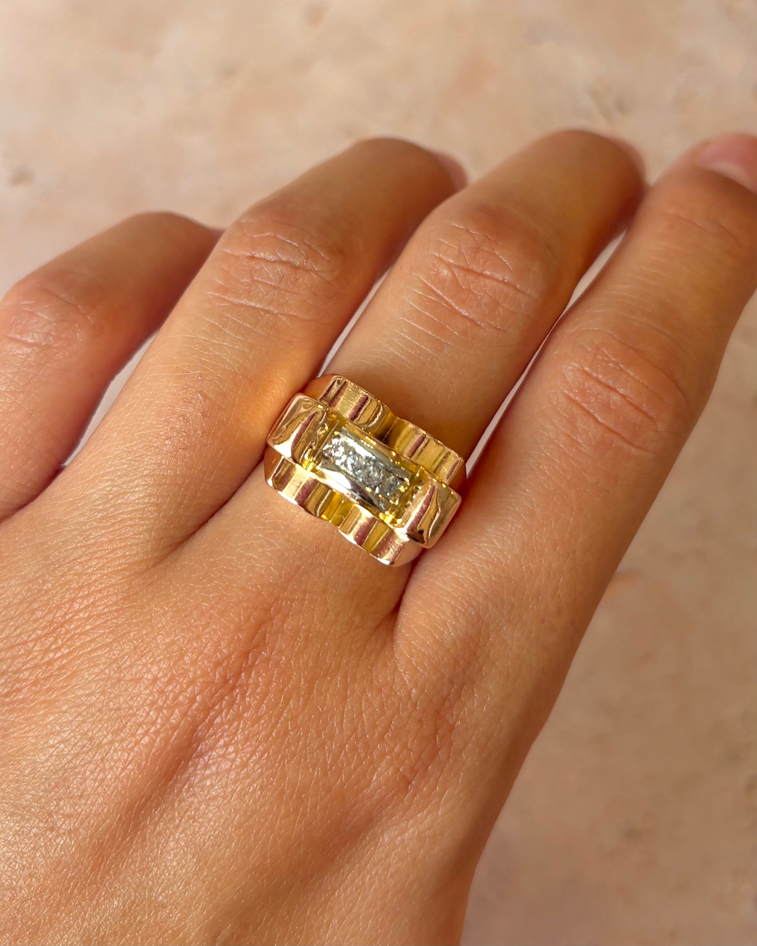 Bague Tank Diamants &amp; Or 18 carats 7.66g "Billie"