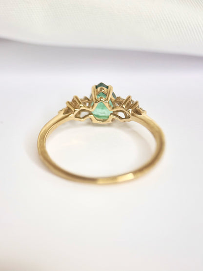 Bague Trilogie Émeraude 0.51 carat &amp; Diamants "Pénélope"