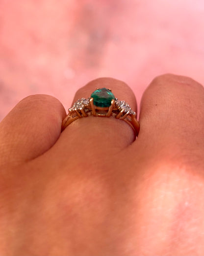 Bague Trilogie Émeraude 0.51 carat &amp; Diamants "Pénélope"
