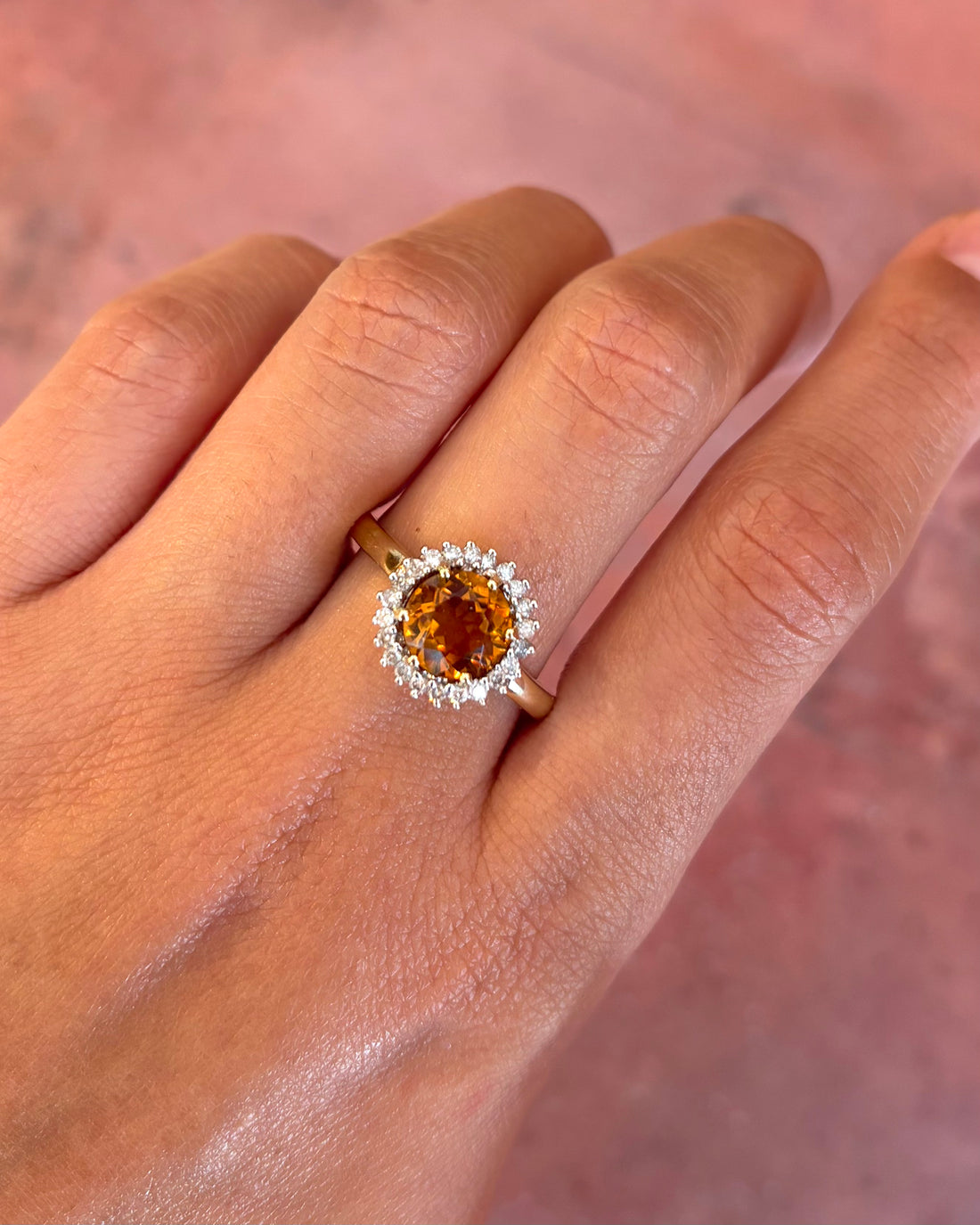 Bague Marguerite Citrine 1.85 carat &amp; Diamants 0.44 carat "Bella"