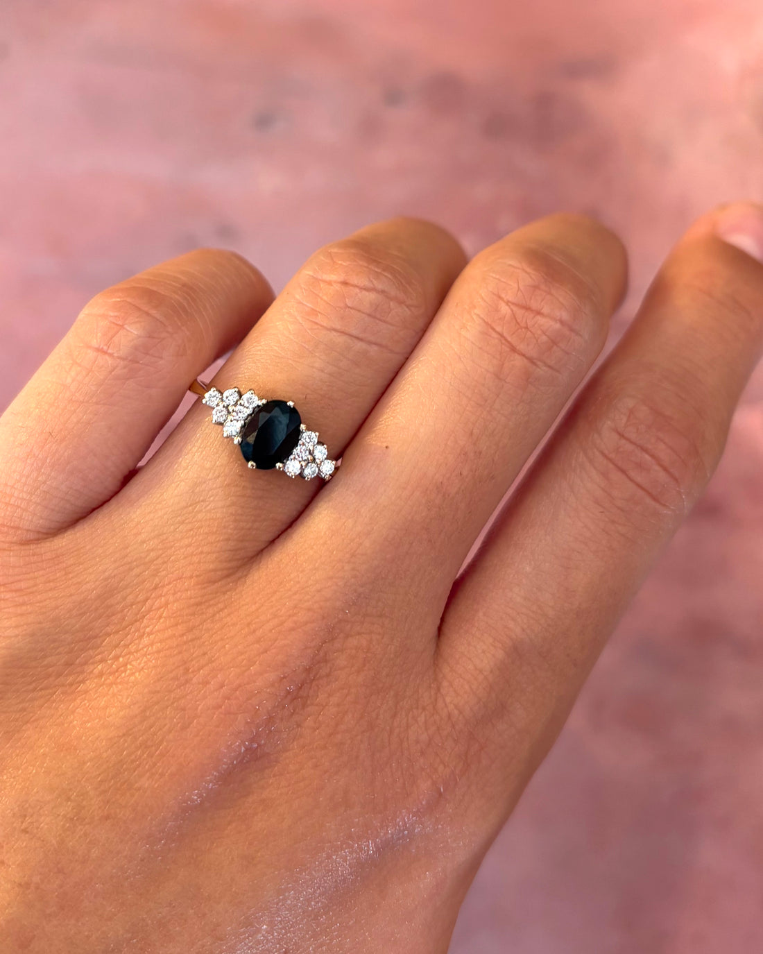 Bague Trilogie Saphir 1.17 carat &amp; Diamants "Nessrine"