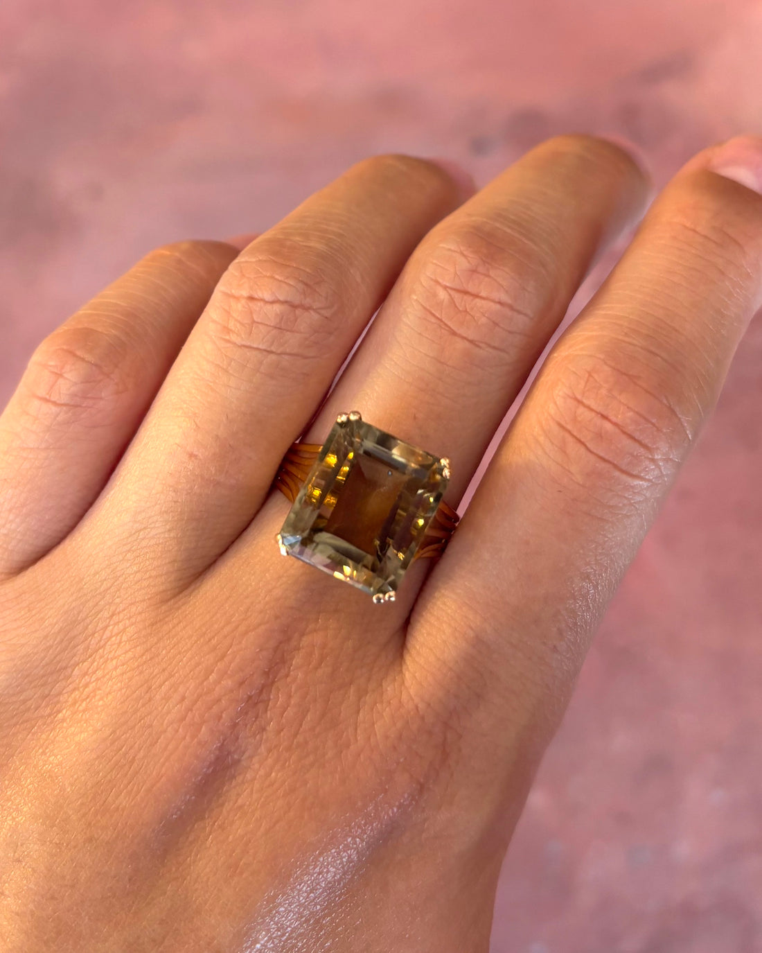 Bague Cocktail Quartz Fumé 10.2 carats  5,68g "Kamelia"