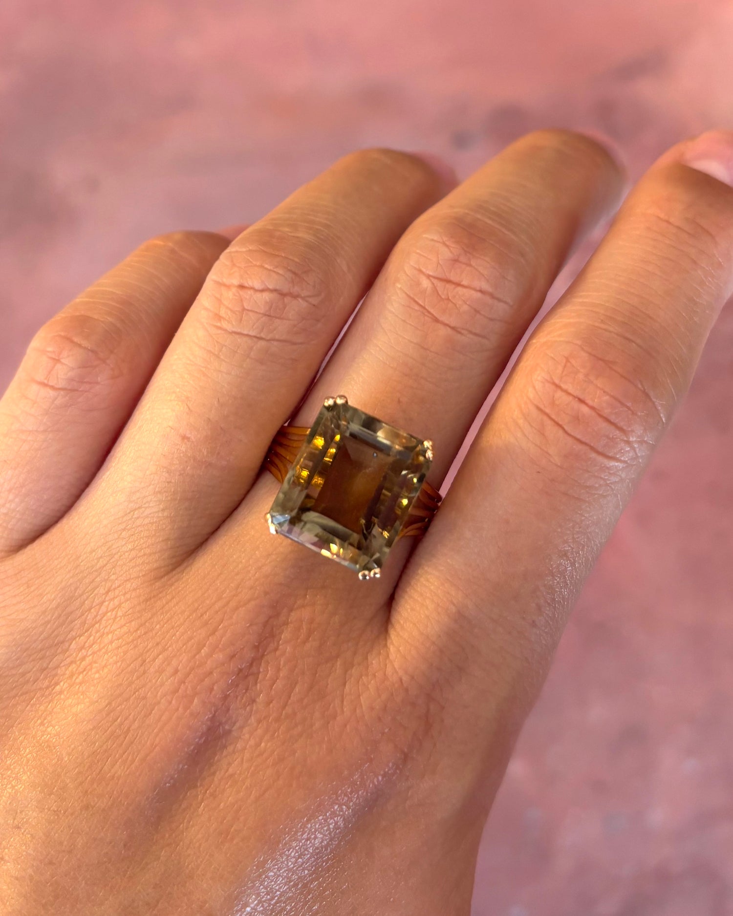 Bague Cocktail Quartz Fumé 10.2 carats  5,68g "Kamelia"
