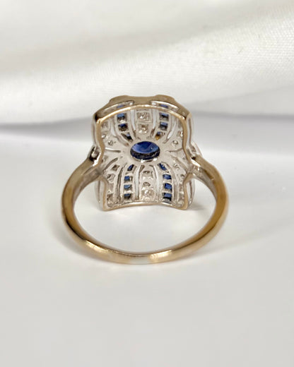 Anillo Art Déco de zafiros de 0,86 quilates y diamantes de 0,20 quilates «Marylin»