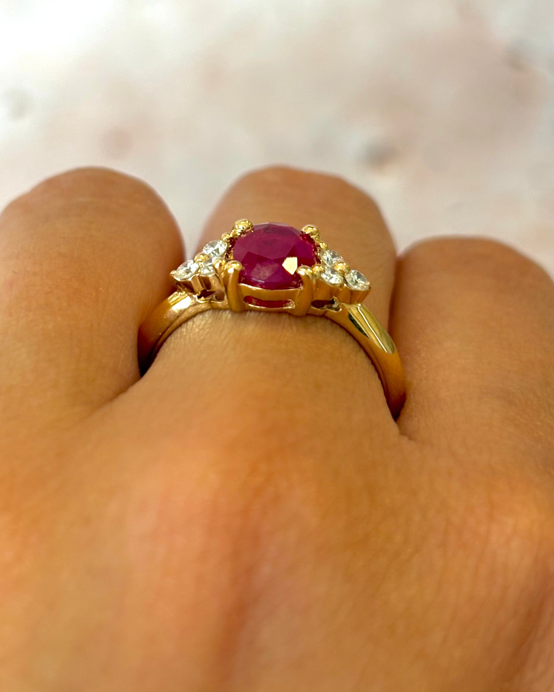 Bague Trilogie Rubis 1.50 carat &amp; Diamants "Julie"