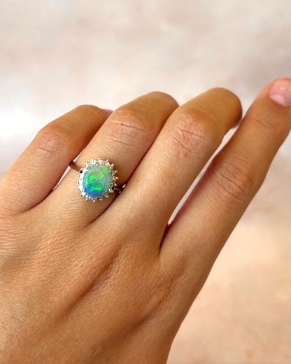 Bague Marguerite Opale 1.17 carat &amp; Diamants "Eve"