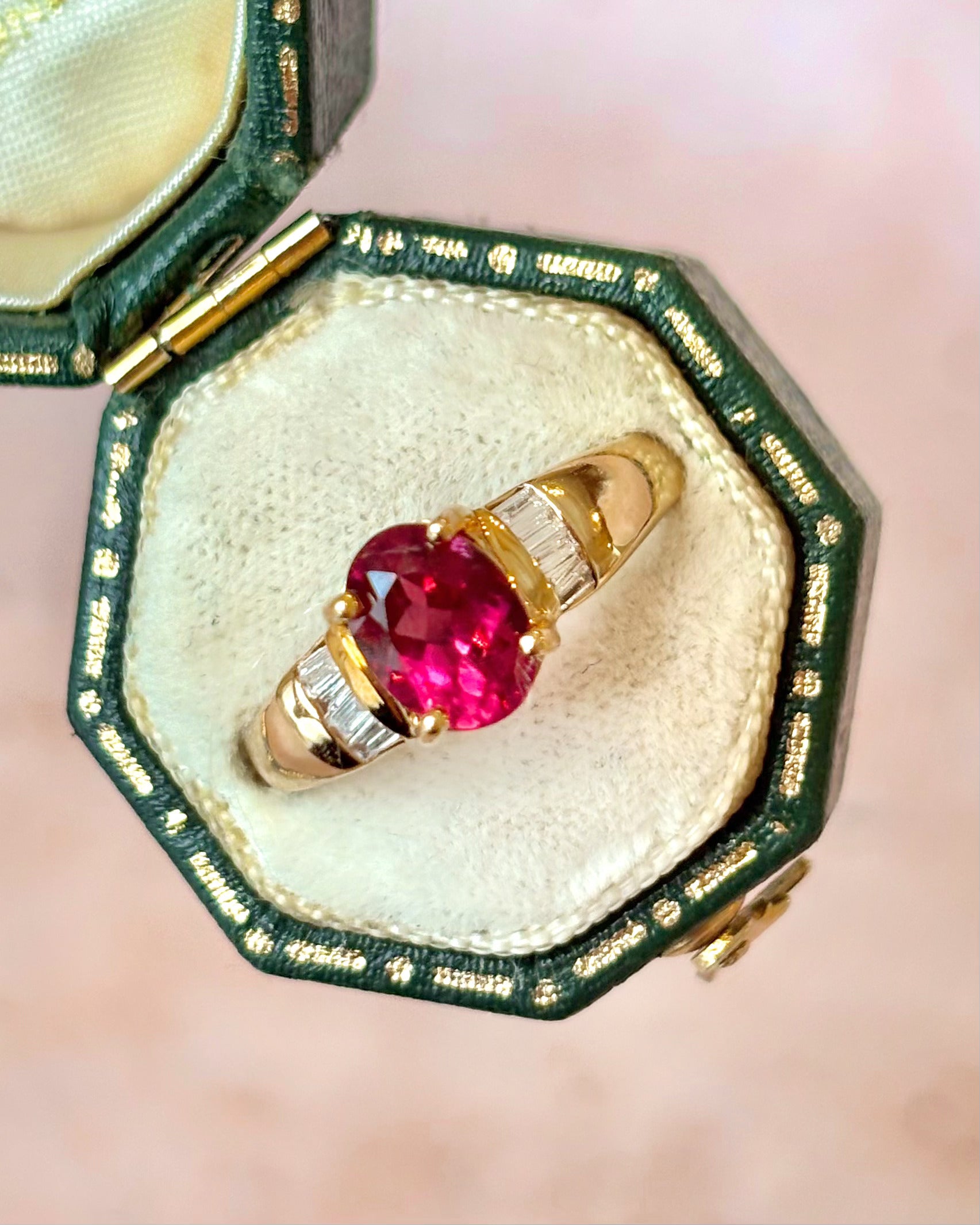 Trilogy Ring Tourmaline 1.50 carat &amp; Diamonds "Sonia"