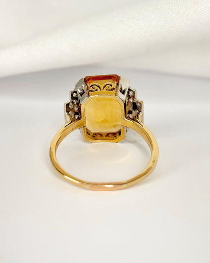 Anillo Art Déco Citrino 7.20 quilates y diamantes "Coline"