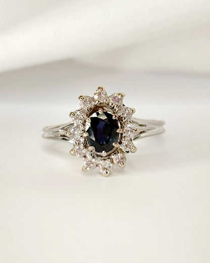 Marguerite Ring Sapphire 0.75 carat &amp; Diamonds 0.24 carat "Christiane"