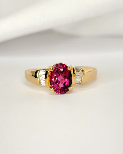 Trilogy Ring Tourmaline 1.50 carat &amp; Diamonds "Sonia"