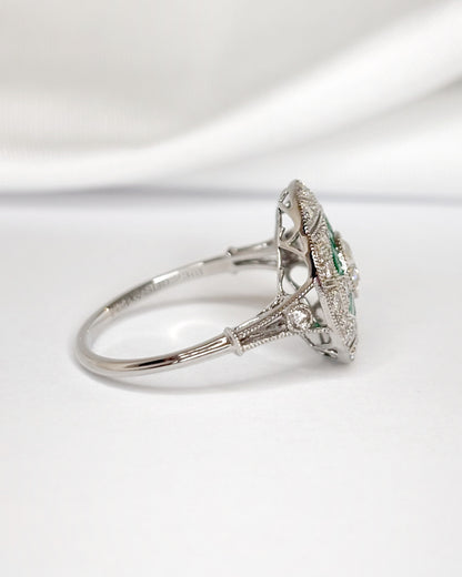 Bague Style Art-Déco Émeraudes &amp; Diamants 0.63 carat "Cécilia"
