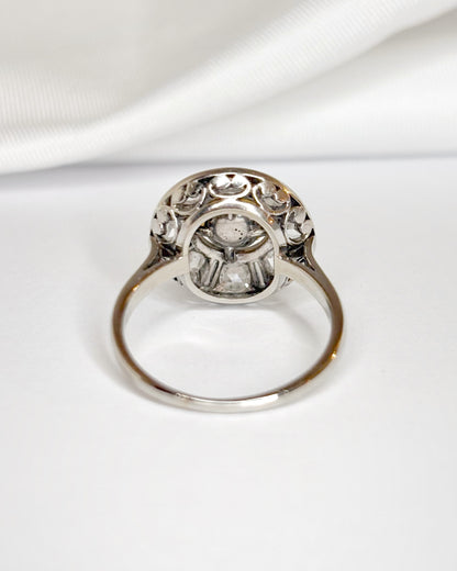 Bague Marguerite Art-Déco Perle &amp; Diamants 0.40 carat "Indigo"