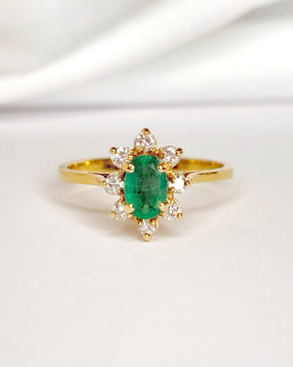 Bague Marguerite Émeraude &amp; Diamants "Carla"