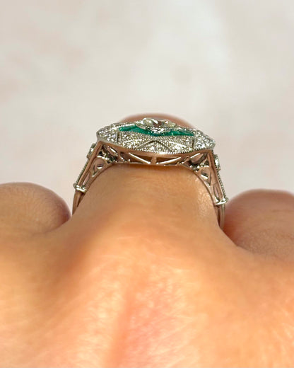 Bague Style Art-Déco Émeraudes &amp; Diamants 0.63 carat "Cécilia"