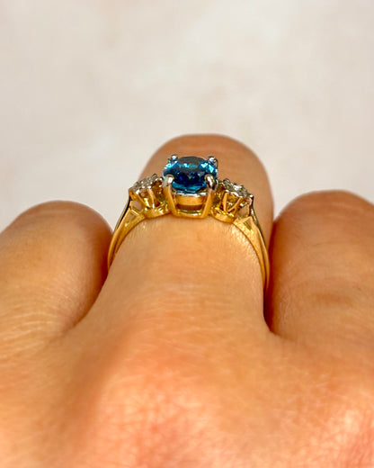 Bague Trilogie Topaze 1.46 carat &amp; Diamants "Odette"