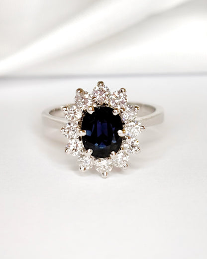 Bague Marguerite Saphir 1.80 carat &amp; Diamants 0.96 carat "Marjorie"