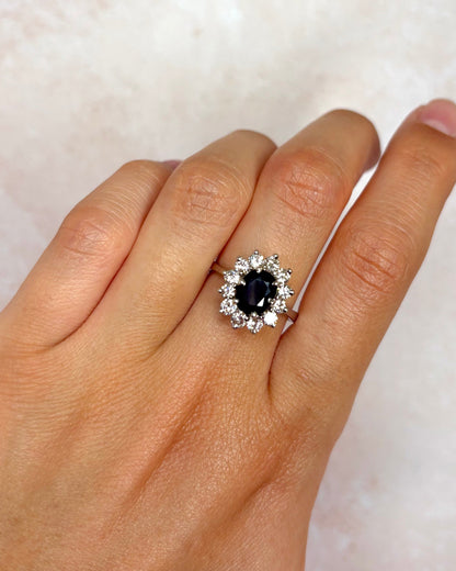 Bague Marguerite Saphir 1.80 carat &amp; Diamants 0.96 carat "Marjorie"