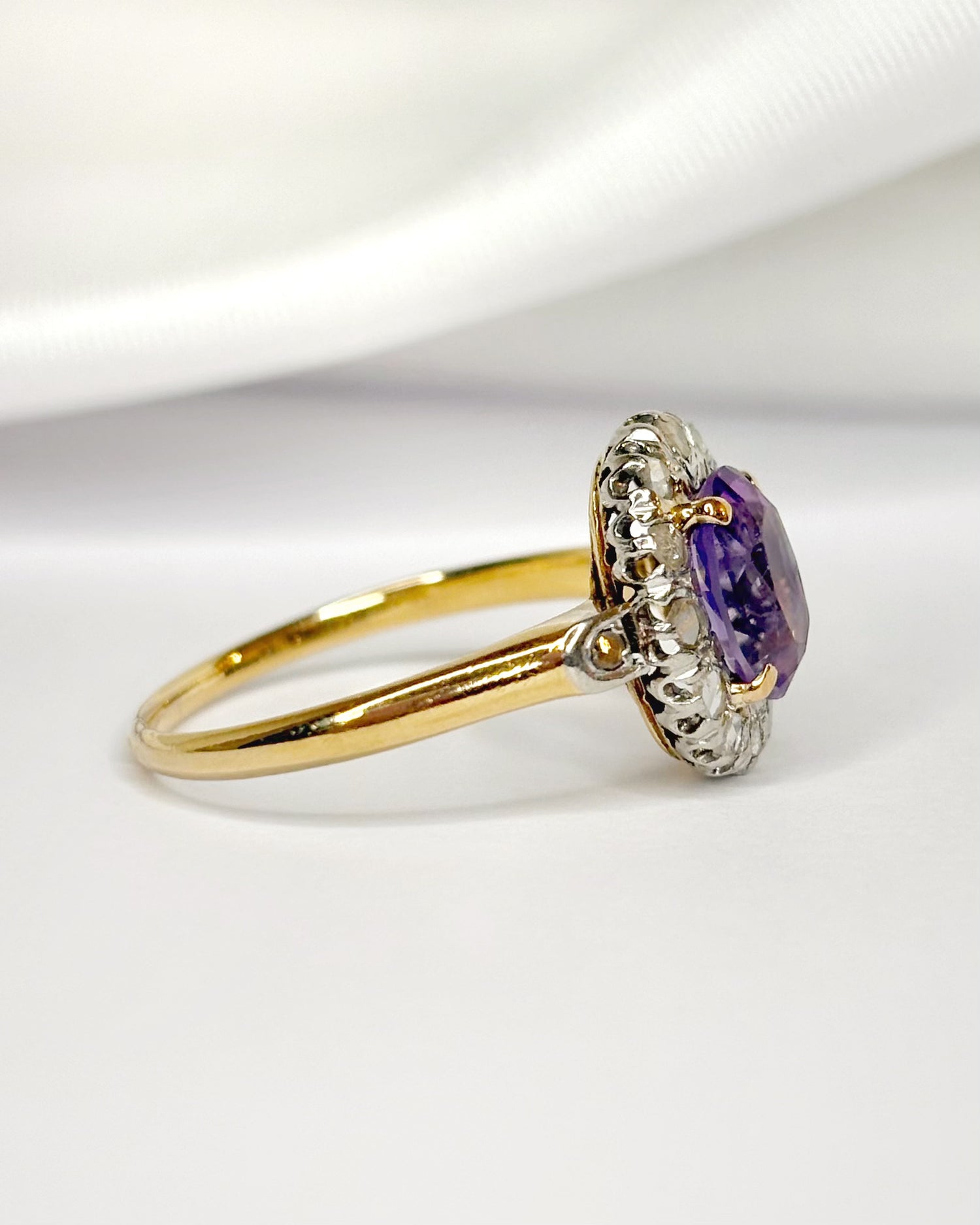 Bague Art-Déco Améthyste 1.10 carat &amp; Diamants "Eglantine"