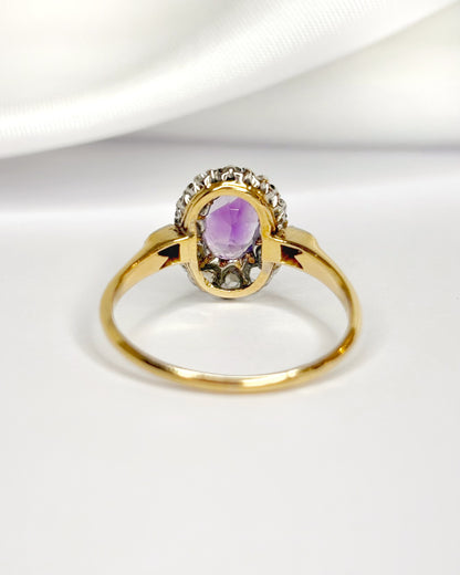 Bague Art-Déco Améthyste 1.10 carat &amp; Diamants "Eglantine"