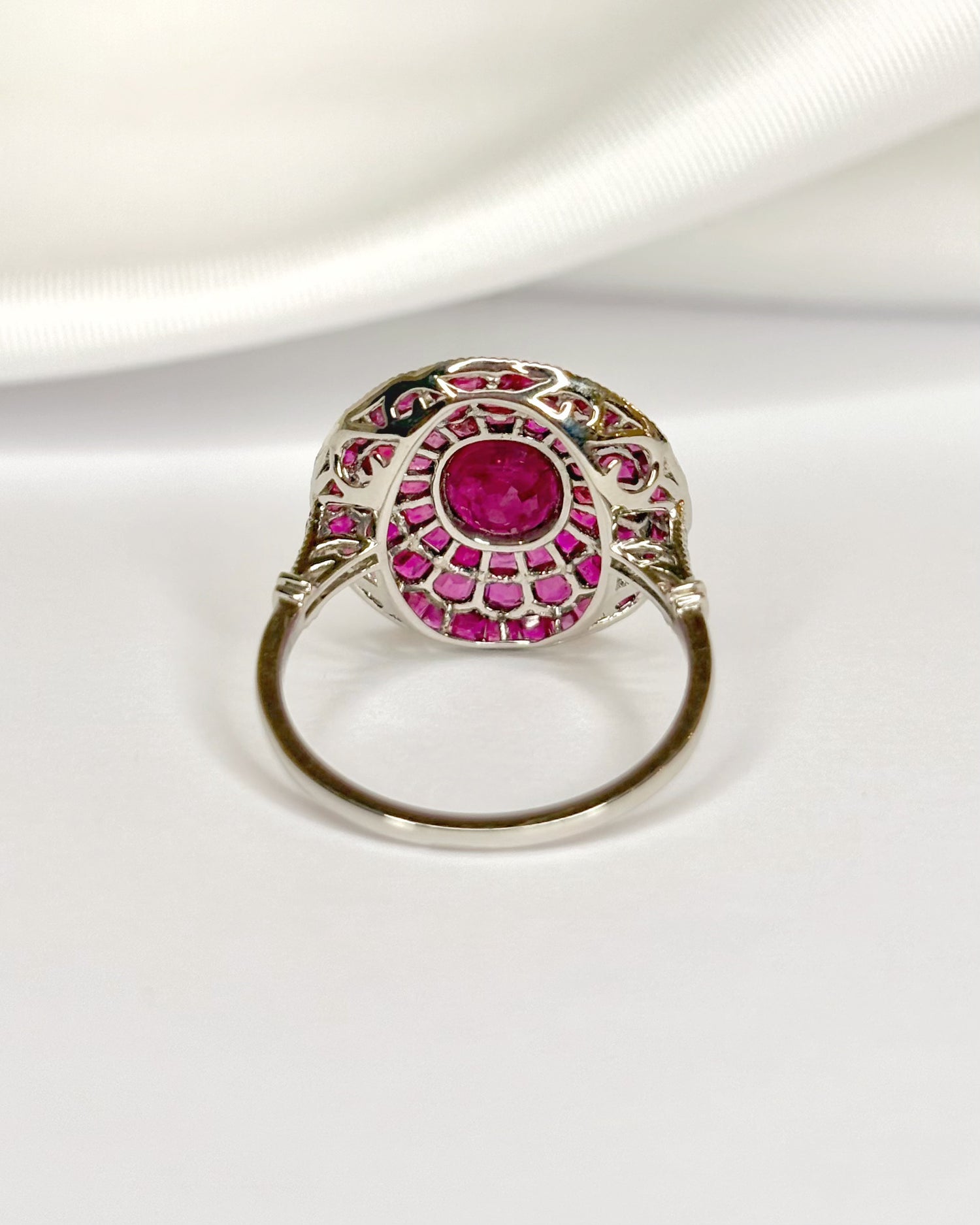 Art Deco Style Ring Ruby 3.66 Carats &amp; Diamonds "Liya"