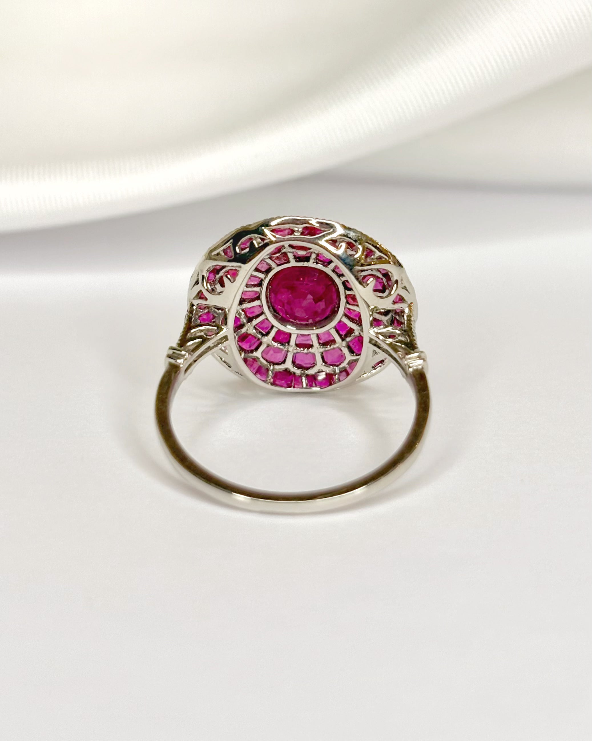 Art Deco Style Ring Ruby 3.66 Carats &amp; Diamonds "Liya"