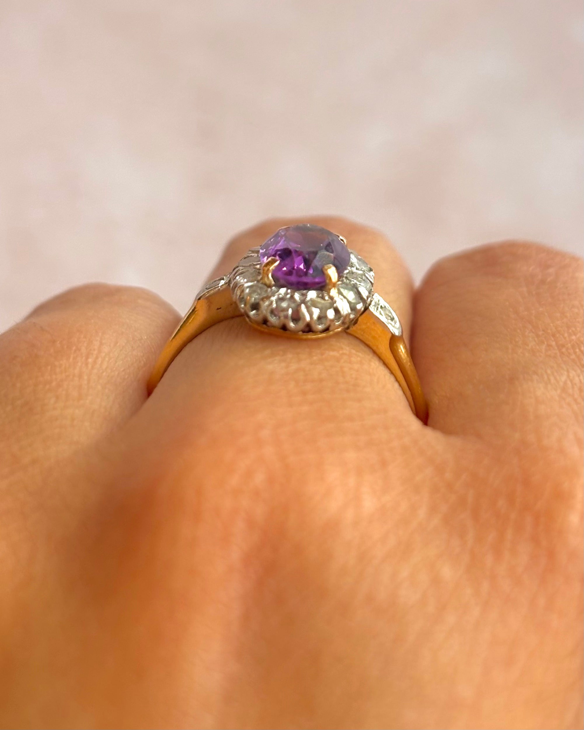 Bague Art-Déco Améthyste 1.10 carat &amp; Diamants "Eglantine"