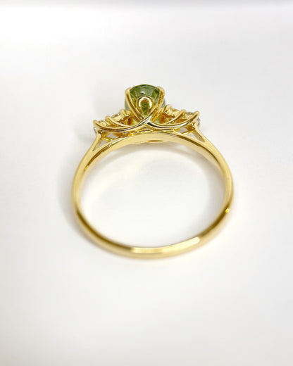 Bague Trilogie Grenat Vert Lime 1.17 carat &amp; Diamants "Nava"