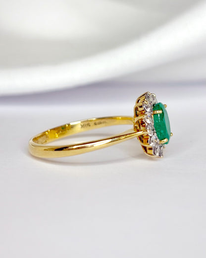 Bague Marguerite Émeraude 0.84 carat &amp; Diamants 0.36 carat "Cirine"