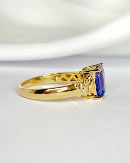 Bague Cocktail Tanzanite 2.86 carats &amp; Diamants "Malika"