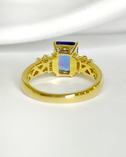 Bague Cocktail Tanzanite 2.86 carats &amp; Diamants "Malika"