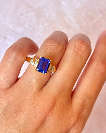 Bague Cocktail Tanzanite 2.86 carats &amp; Diamants "Malika"