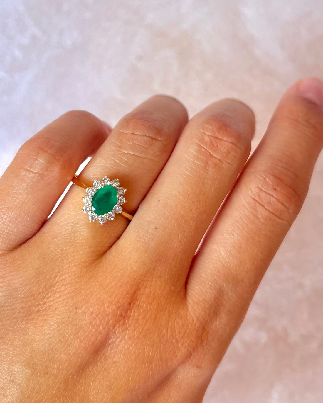 Bague Marguerite Émeraude 0.84 carat &amp; Diamants 0.36 carat "Cirine"