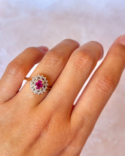 Bague Marguerite Rubis 0.60 carat &amp; Diamants 0.26 carat "Louise"