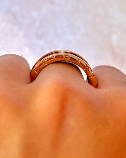 Anillo Jonc Bulgari Oro Rosa y Cerámica "B.zero1"
