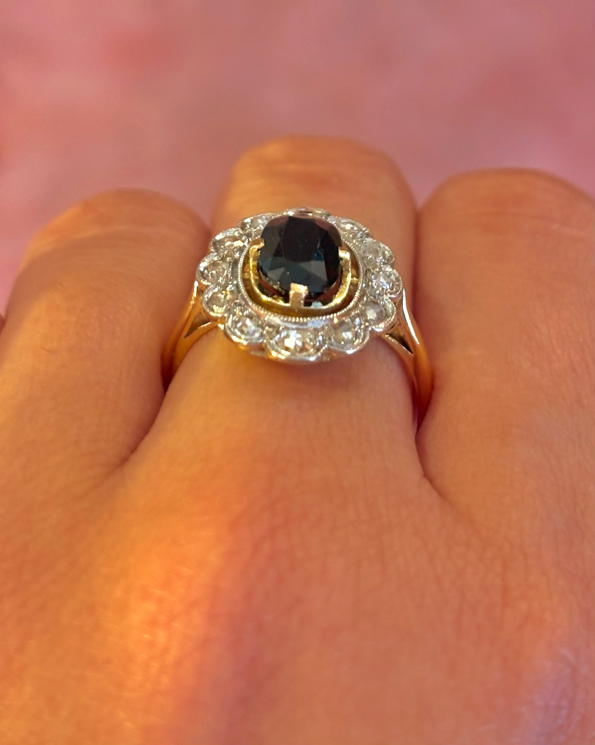 “Nastasia” 1.70-carat Sapphire &amp; 0.43-carat Diamond Marguerite Ring