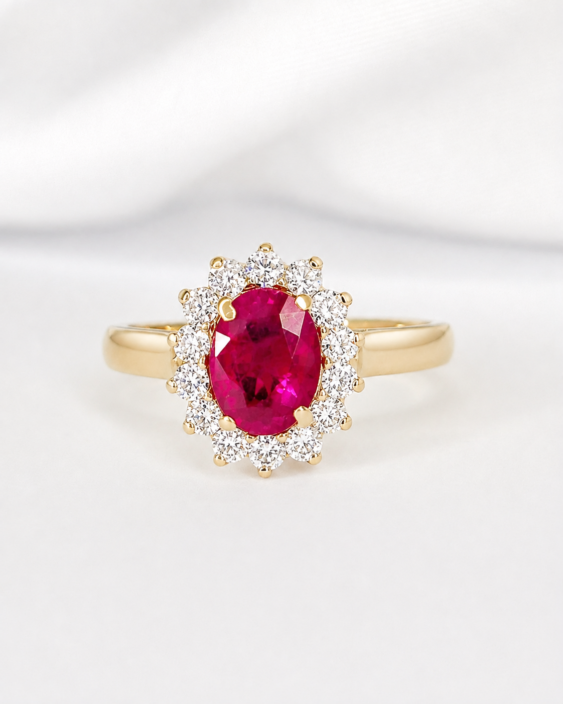 “Synthia” 1-carat Ruby &amp; 0.28-carat Diamond Daisy Ring
