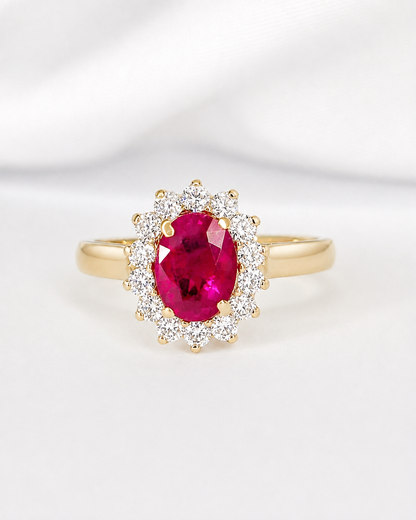 “Synthia” 1-carat Ruby &amp; 0.28-carat Diamond Daisy Ring