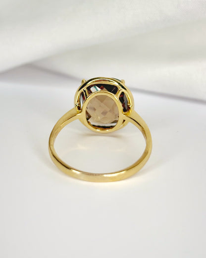 Anillo de cóctel con cuarzo ahumado de 5.17 quilates y diamantes de 0.32 quilates «Barbara»