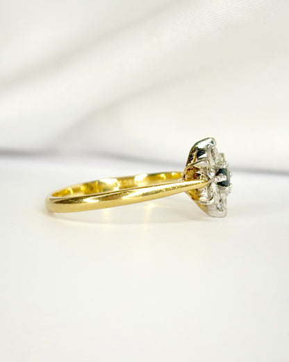“Elvira” Sapphire &amp; Diamond Daisy Ring, 0.35 carat
