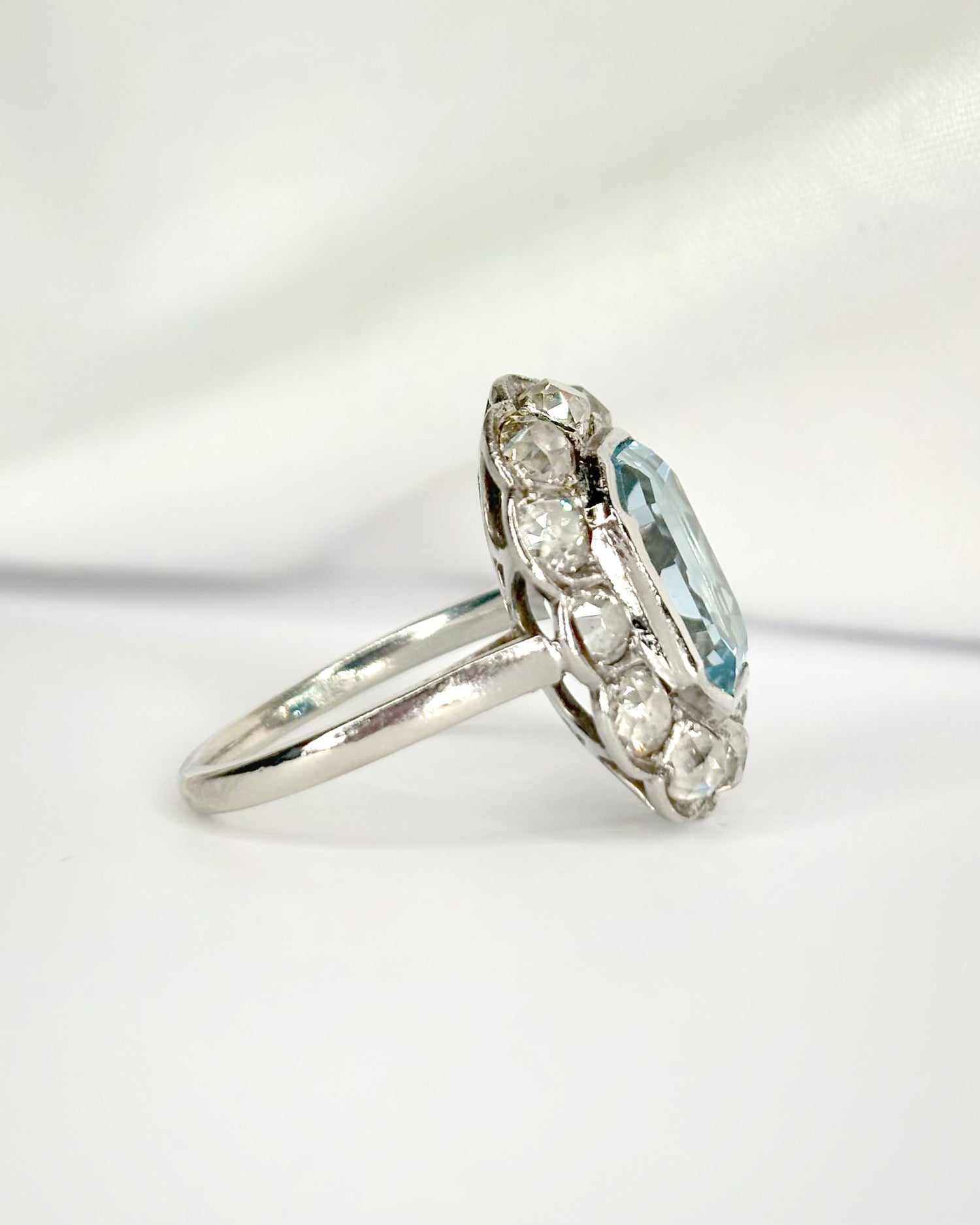 “Adéline” Sky Blue Topaz Daisy Ring, 9.33 carats &amp; 3.25-carat Diamonds