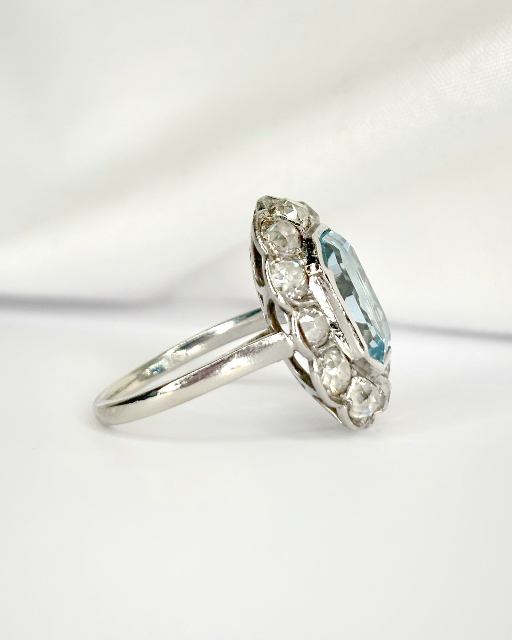 “Adéline” Sky Blue Topaz Daisy Ring, 9.33 carats &amp; 3.25-carat Diamonds
